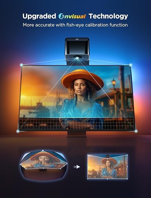 61218JjZIIL._AC_SY679_.jpg Govee TV Backlight 3 Lite with Fish-Eye Correction Function Sync to 75-85 Inch TVs, 16.4ft RGBICW Wi-Fi LED Strip Lights with Camera, 4 Colors in 1 Lamp Bead, Voice and APP Control, Adapter - Image 1