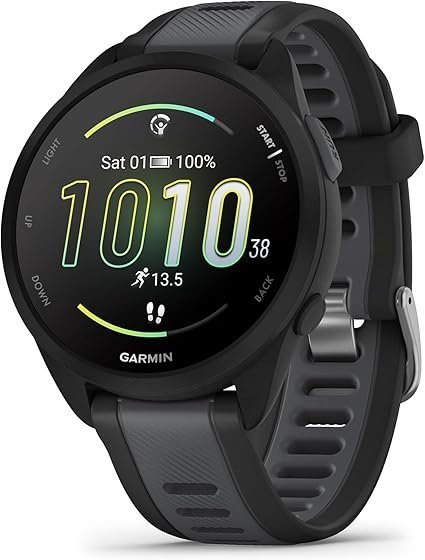 61mfKy7wzL._AC_SX425_.jpg Garmin Forerunner 165, Running Smartwatch, Colorful AMOLED Display, Training Metrics and Recovery Insights, Black - Image 1