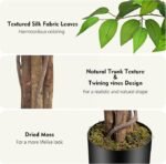 7ft Large Ficus Artificial Trees with Natural Curved Trunks, 84″ Tall Lush Faux Tree for Home Decor Indoor, Green Lifelike Fake Ficus Tree Artificial Plants in Pot(Set of 2) - Image 2