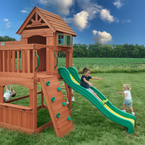 P10_Atlantis_Swing_Set-1.webp Backyard Discovery Atlantis Wooden Swing Set - Image 1
